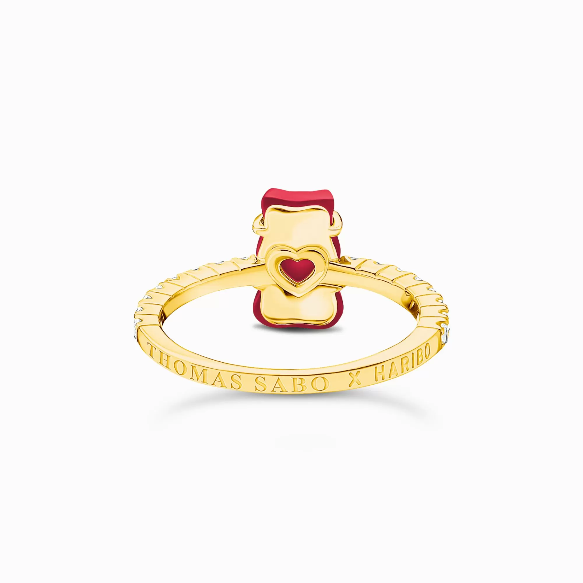 New THOMAS SABO Bague avec mini Ours d’or rouge et pierres, dorée
