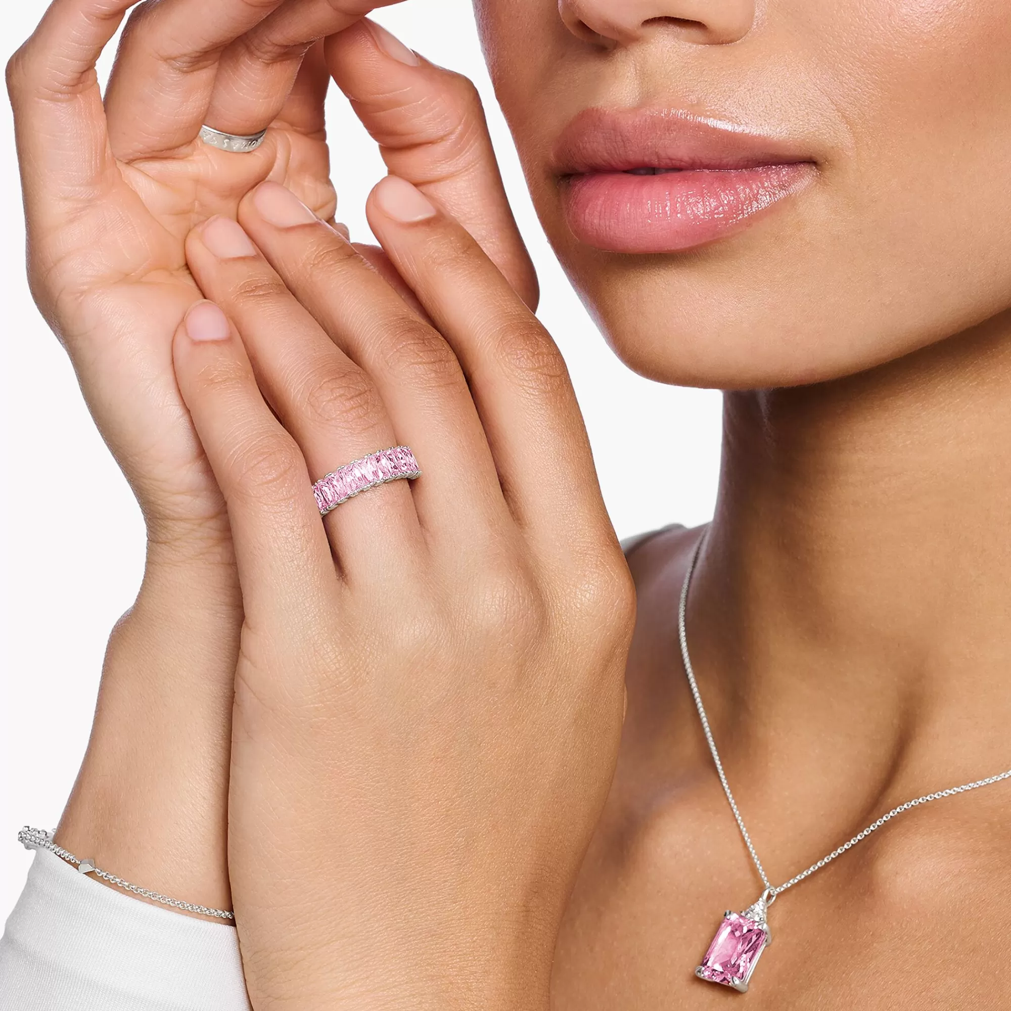 Online THOMAS SABO Bague avec pierres roses pavé argent