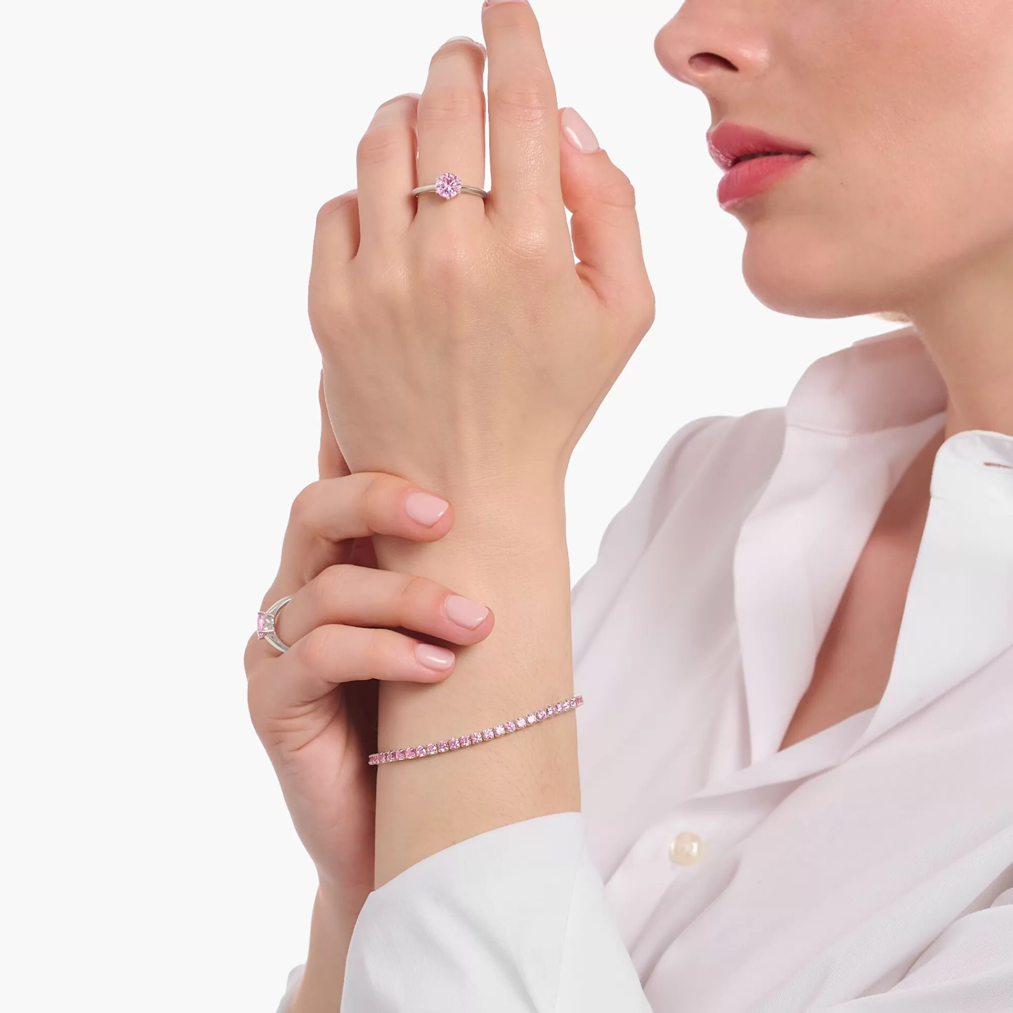 Flash Sale THOMAS SABO Bague en argent avec zircon rose en taille brillant