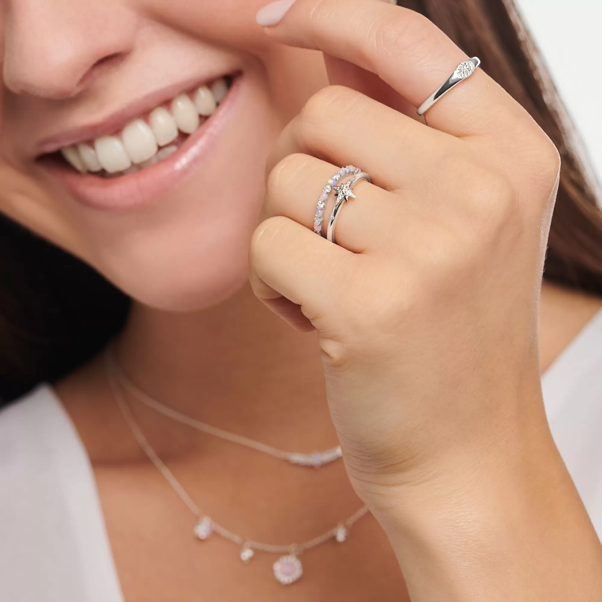 Flash Sale THOMAS SABO Bague rose et blanche pierres
