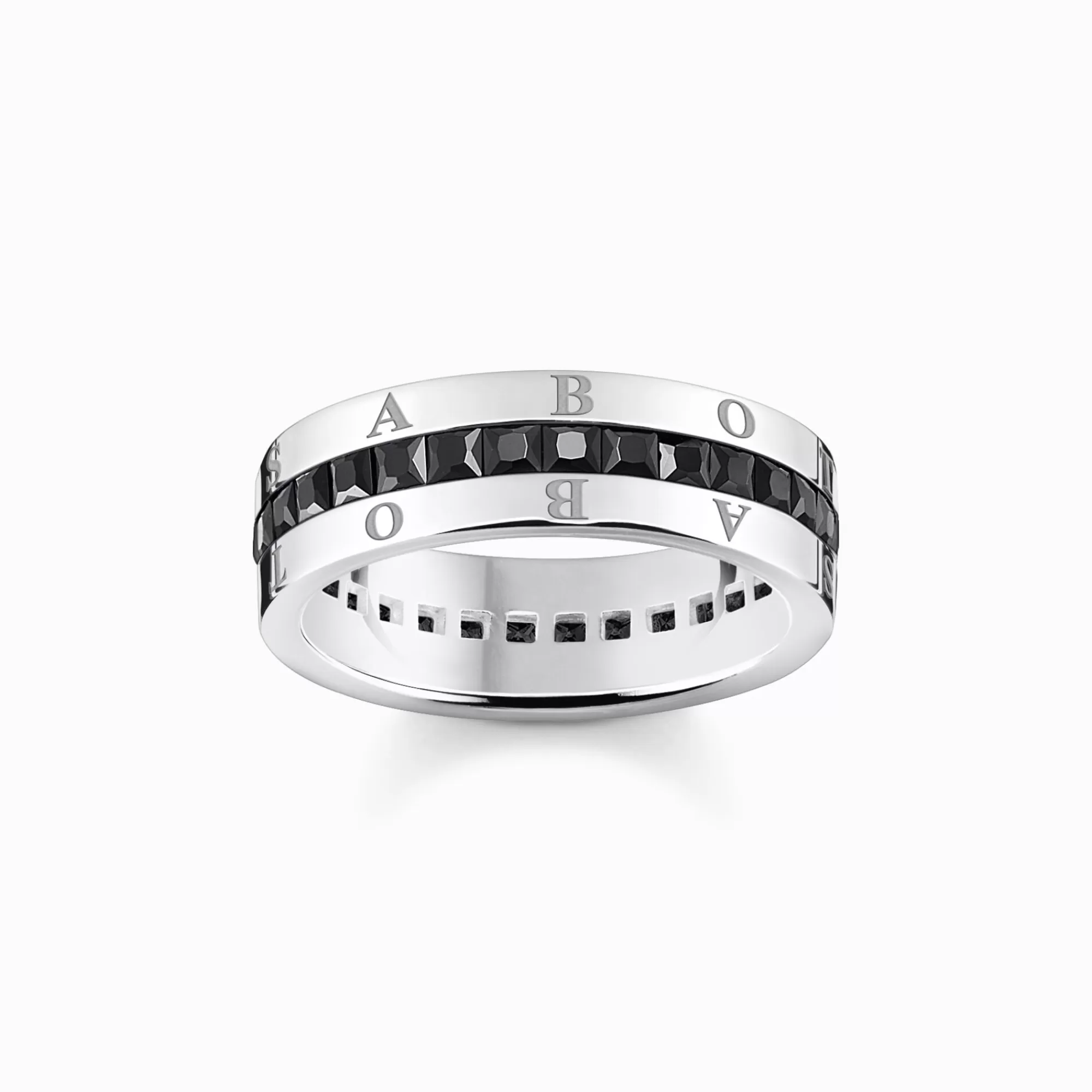 Fashion THOMAS SABO Bague ruban avec pierres noires pavé argent