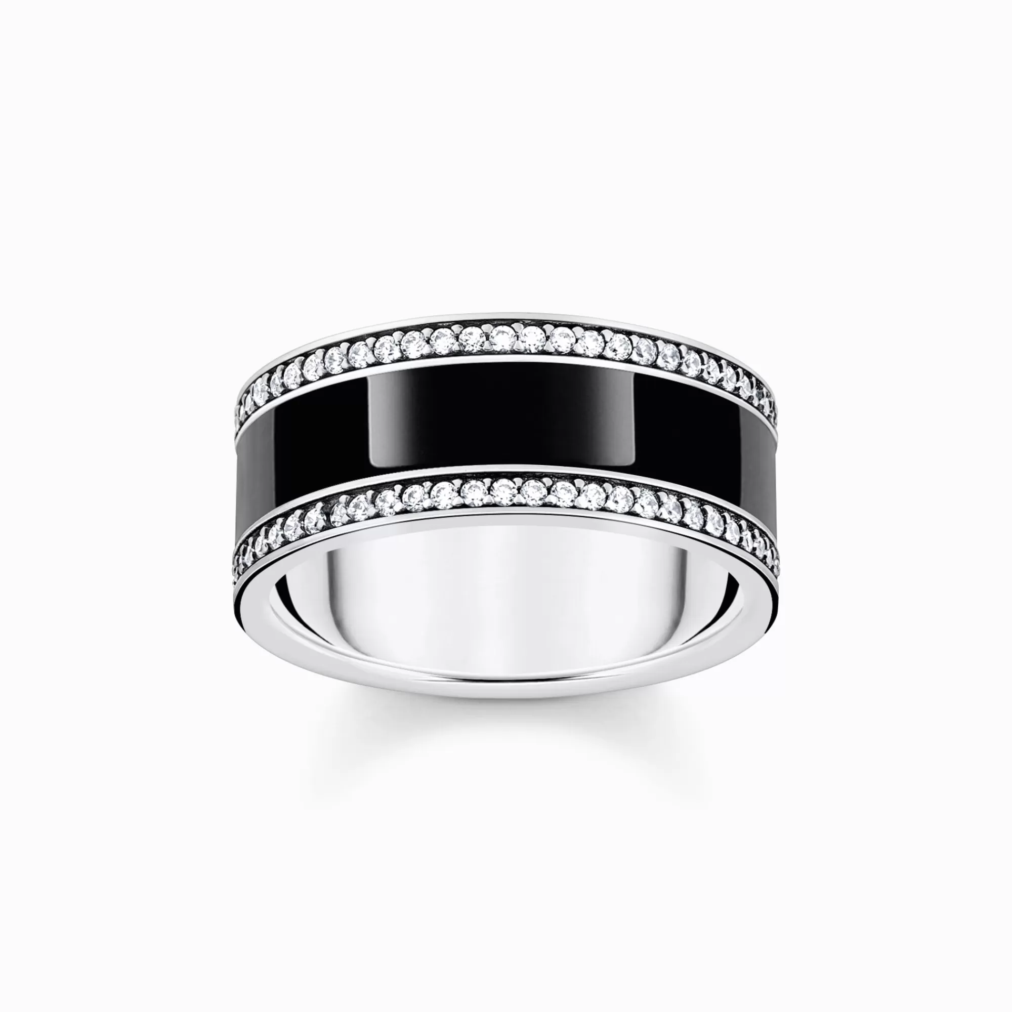 Outlet THOMAS SABO Bague ruban émail à froid noir et zircons argent