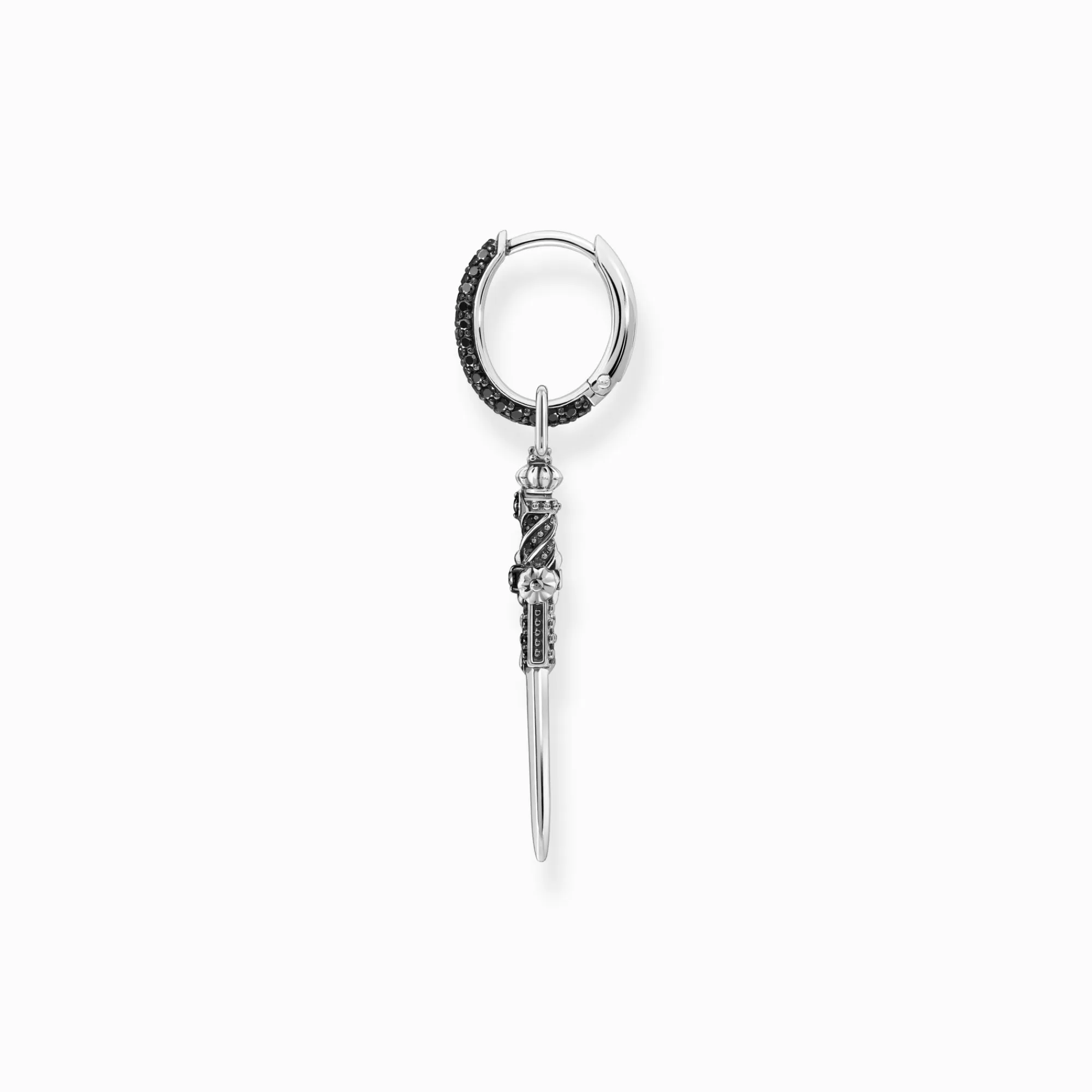 Hot THOMAS SABO Boucle d'oreille simple en argent noirci avec épée et pierres noires