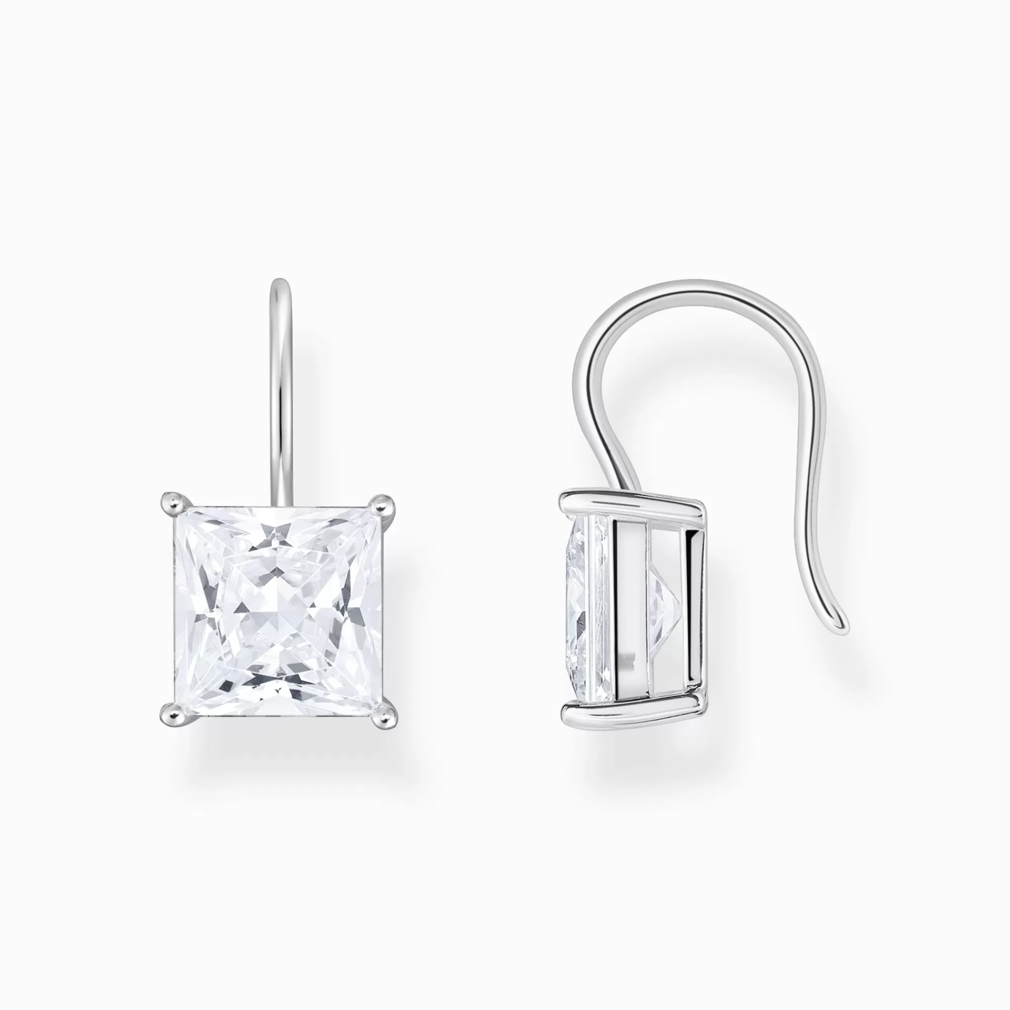 New THOMAS SABO Boucles d'oreilles en argent avec pendentif carré et zircon blanc