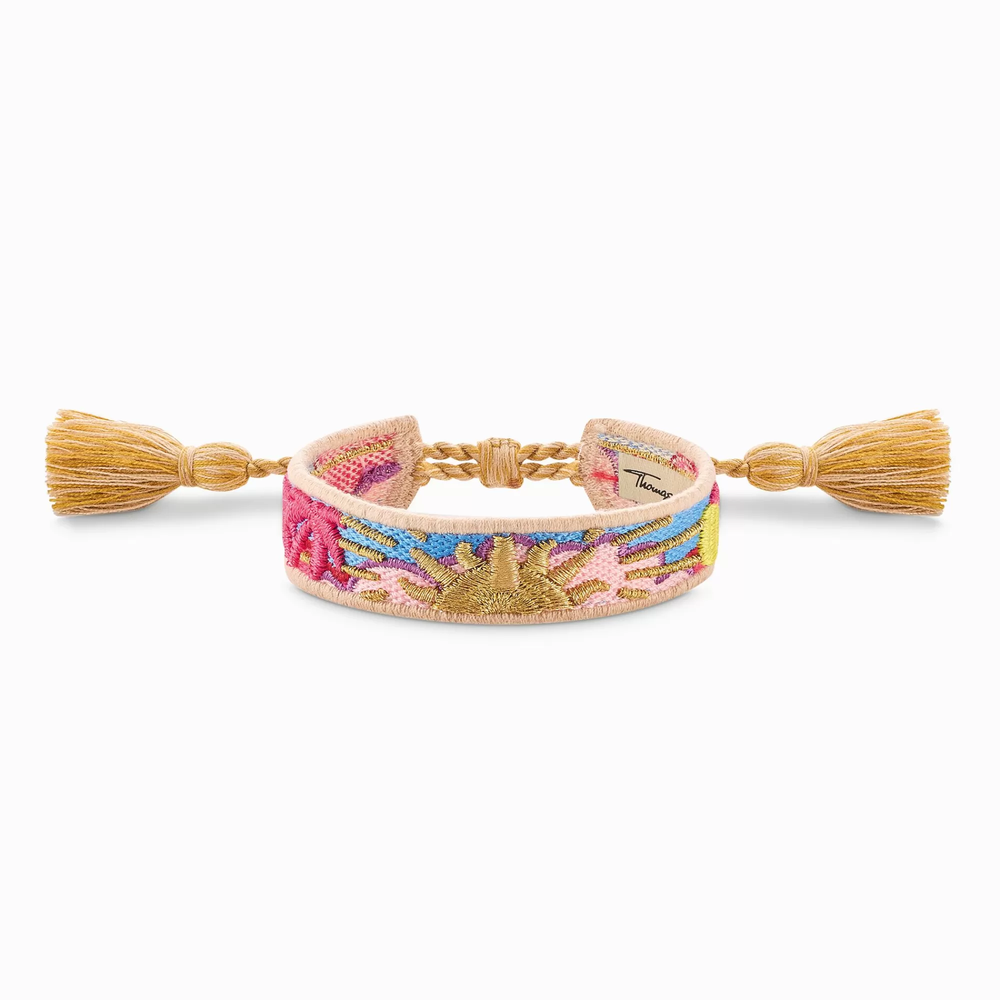 Flash Sale THOMAS SABO Bracelet tissé arborant un soleil doré, un palmier rose fuchsia et un cactus vert