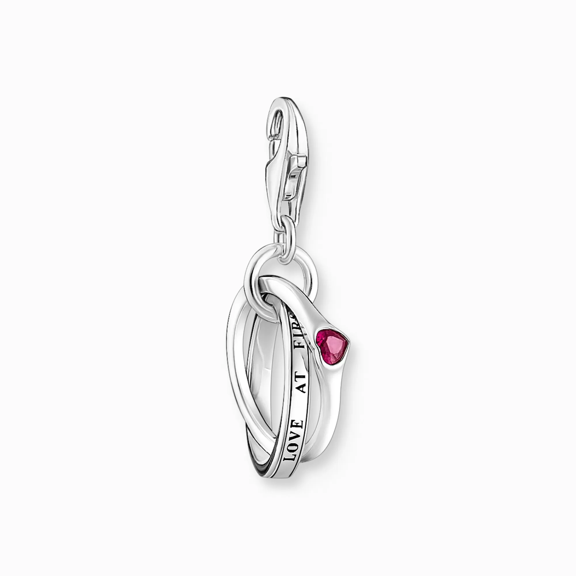 Flash Sale THOMAS SABO Breloque Charm anneaux Together en argent, orné d’une gemme rouge