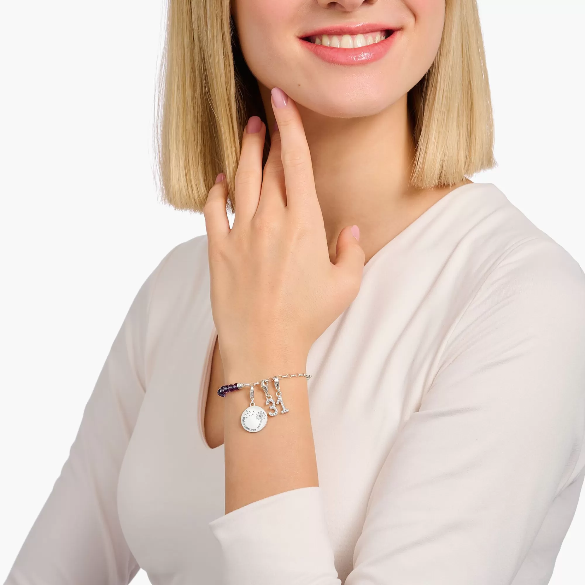 Flash Sale THOMAS SABO Breloque Charm chiffre 6 en argent, ornée de pierres blanches