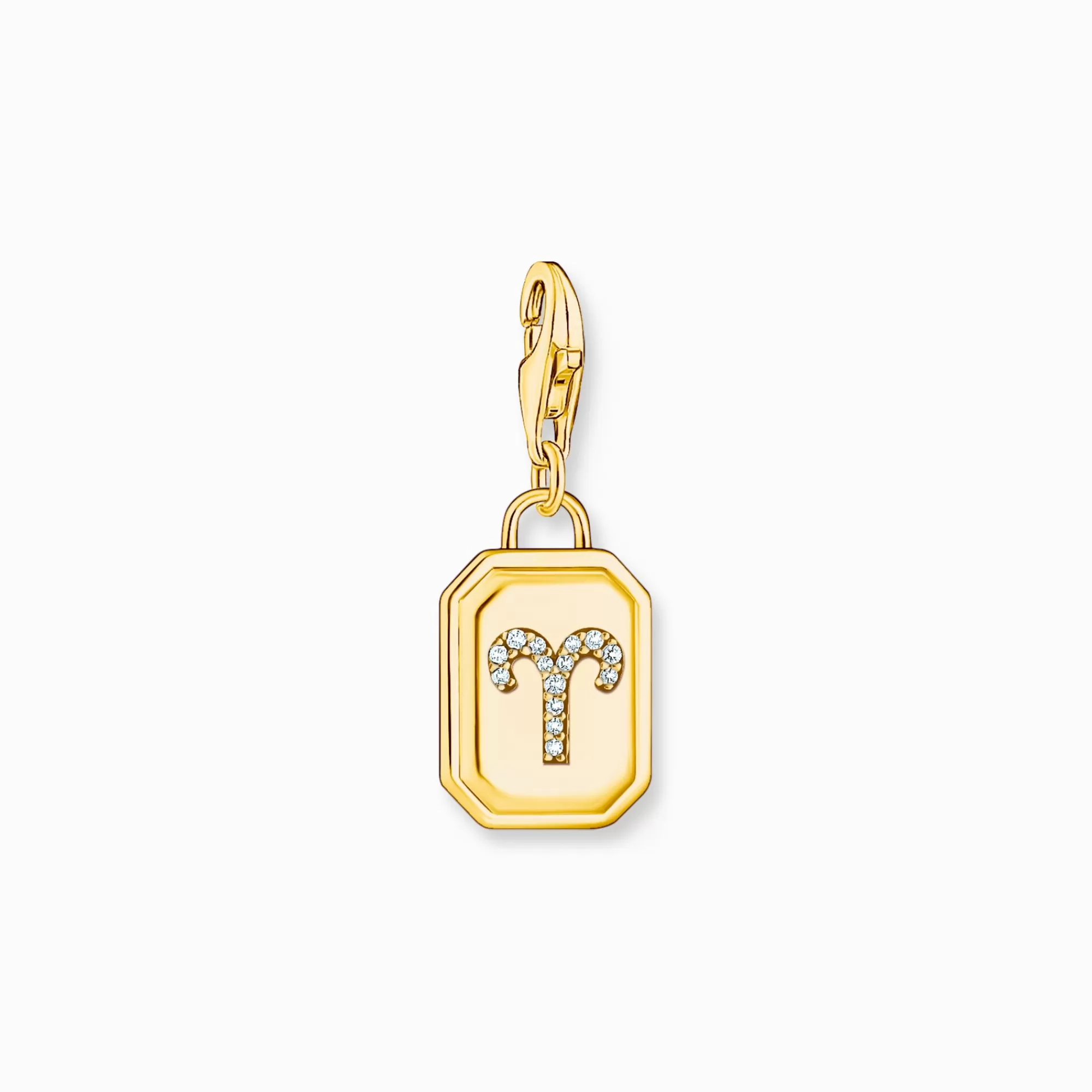 Hot THOMAS SABO Breloque Charm signe du zodiaque Bélier dorée, ornée de pierres