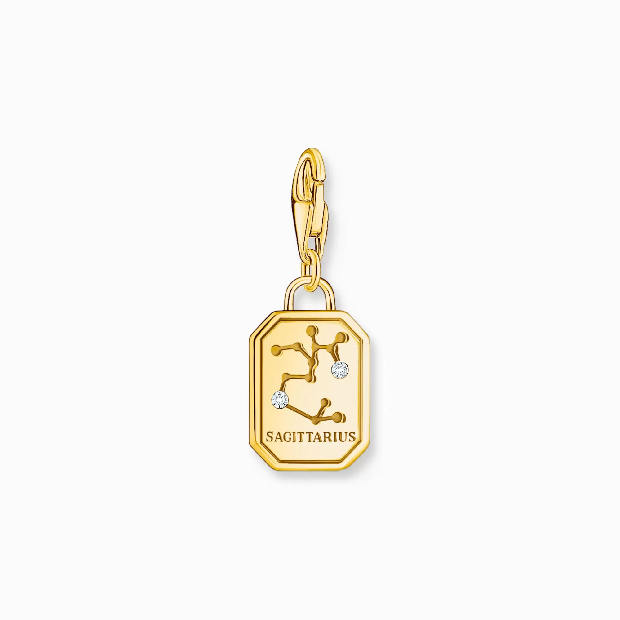 New THOMAS SABO Breloque Charm signe du zodiaque Sagittaire dorée, ornée de pierres