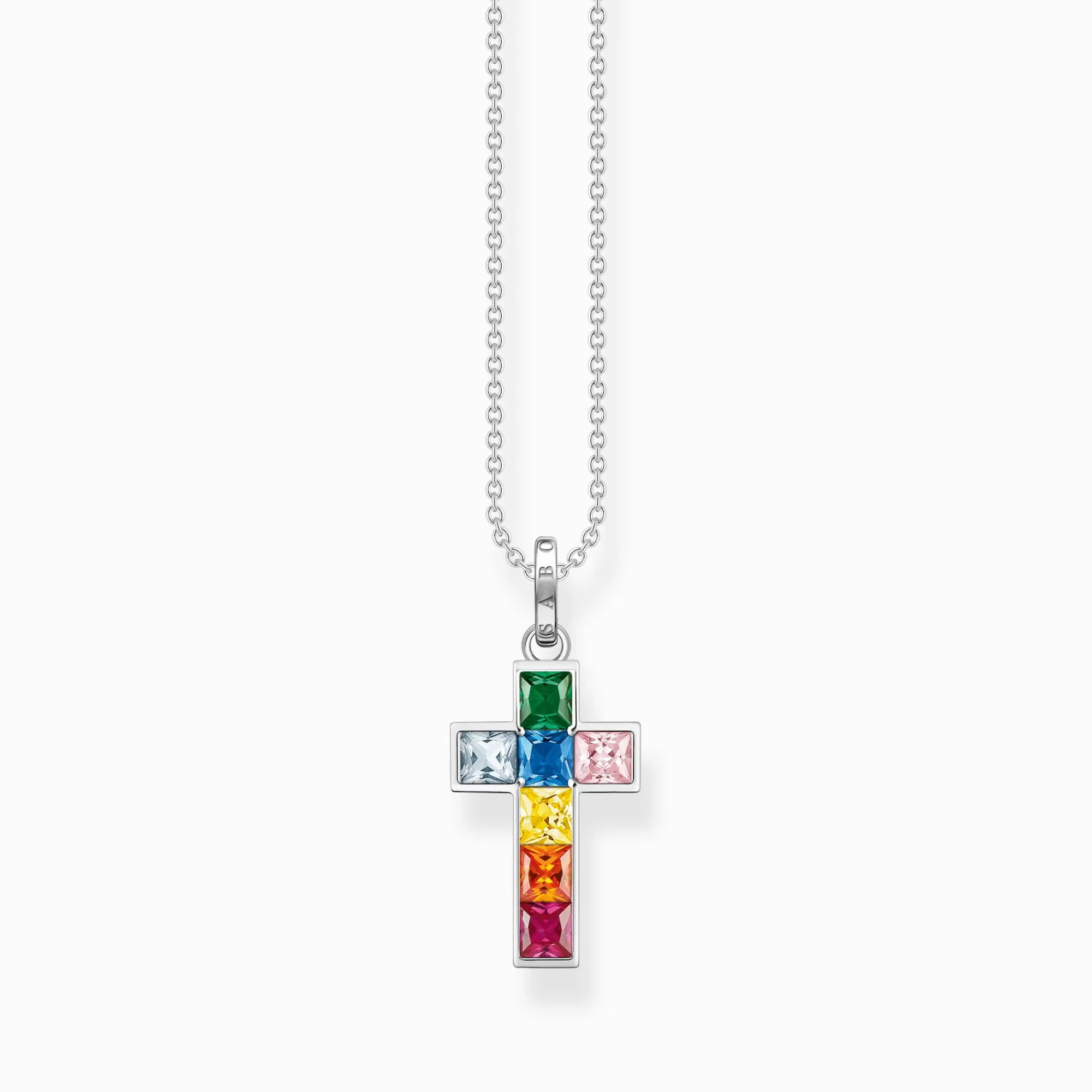 New THOMAS SABO Chaîne croix avec pierres multicolore argent