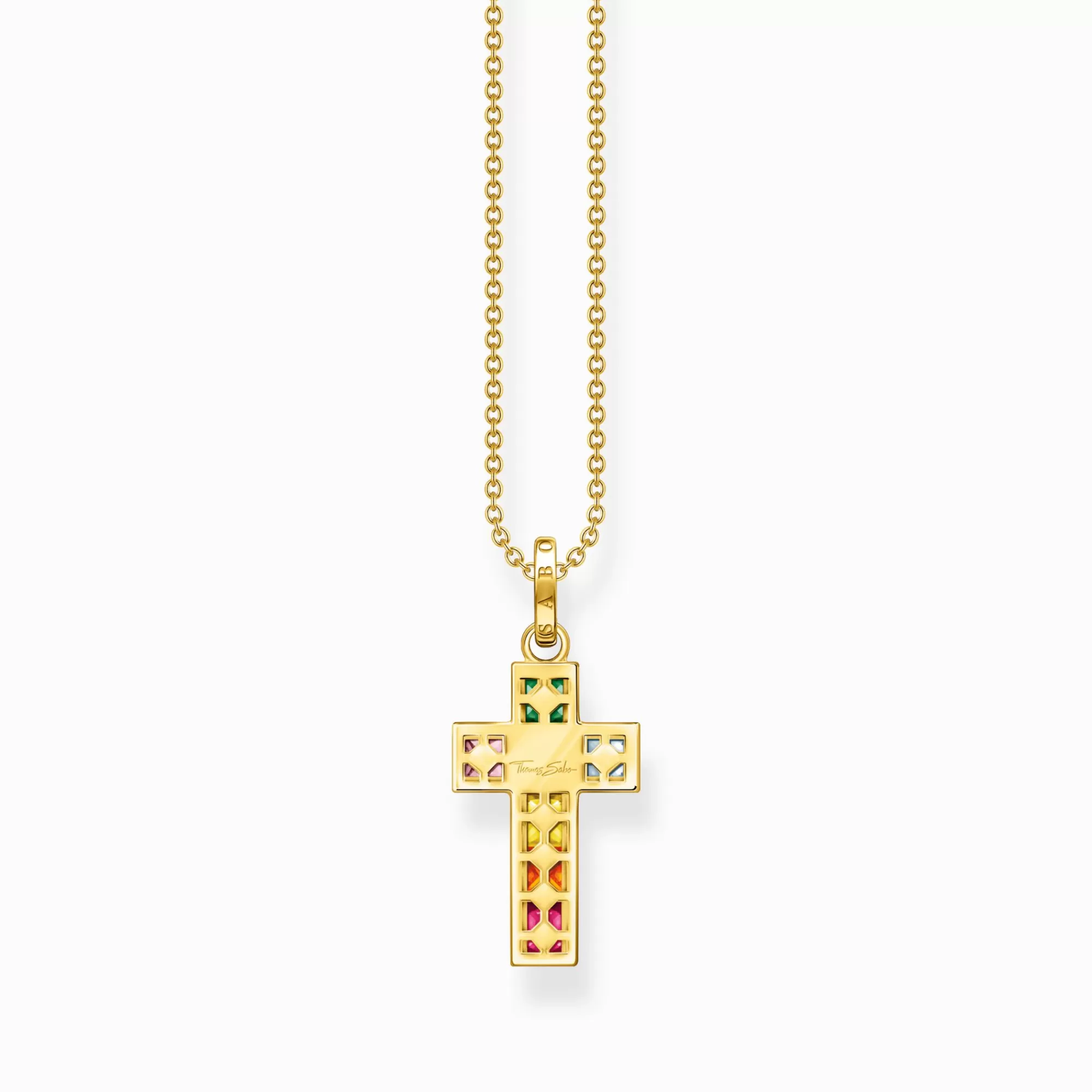 Flash Sale THOMAS SABO Chaîne croix avec pierres multicolore plaqué or