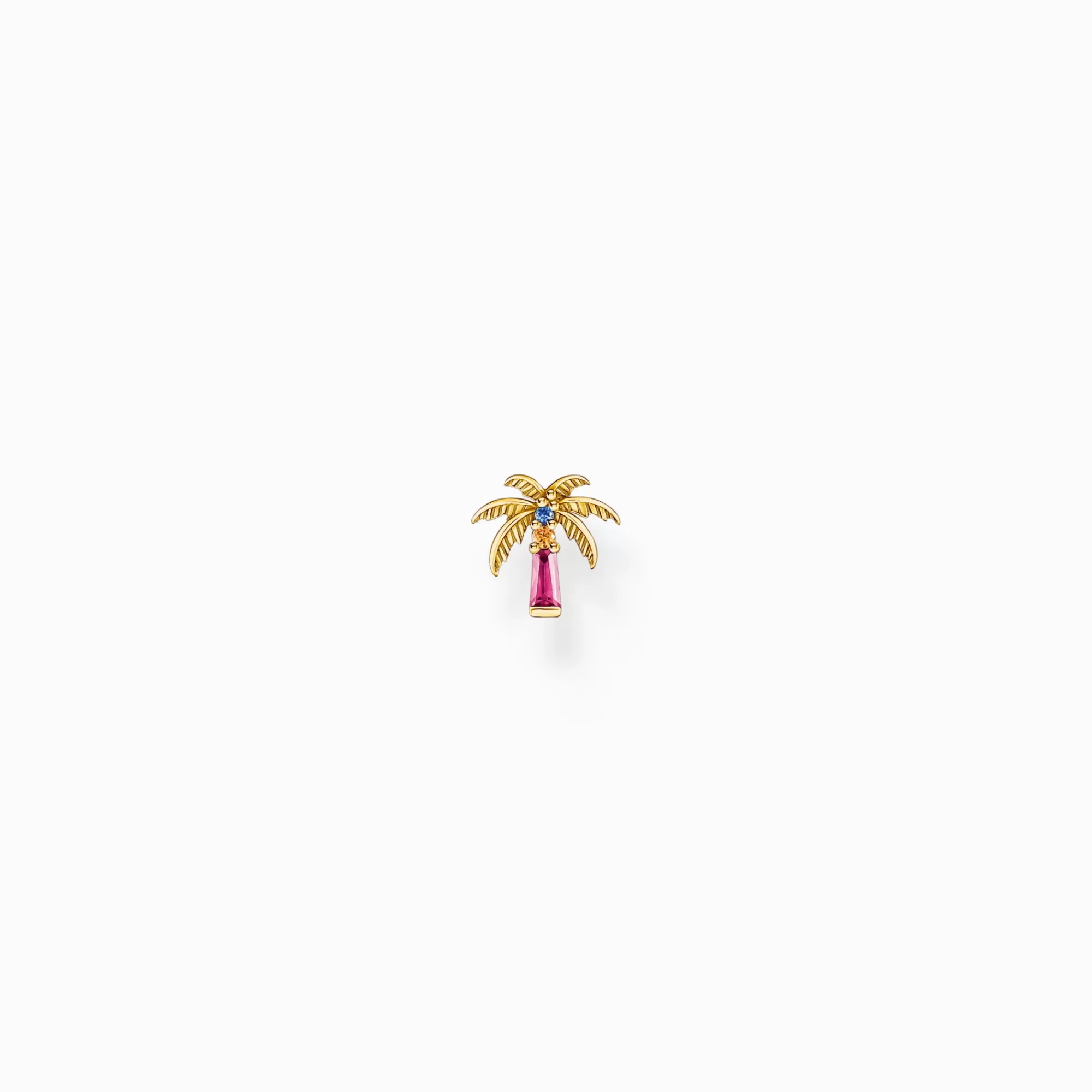 Hot THOMAS SABO Clou d’oreille individuel palmier orné de gemmes multicolores doré
