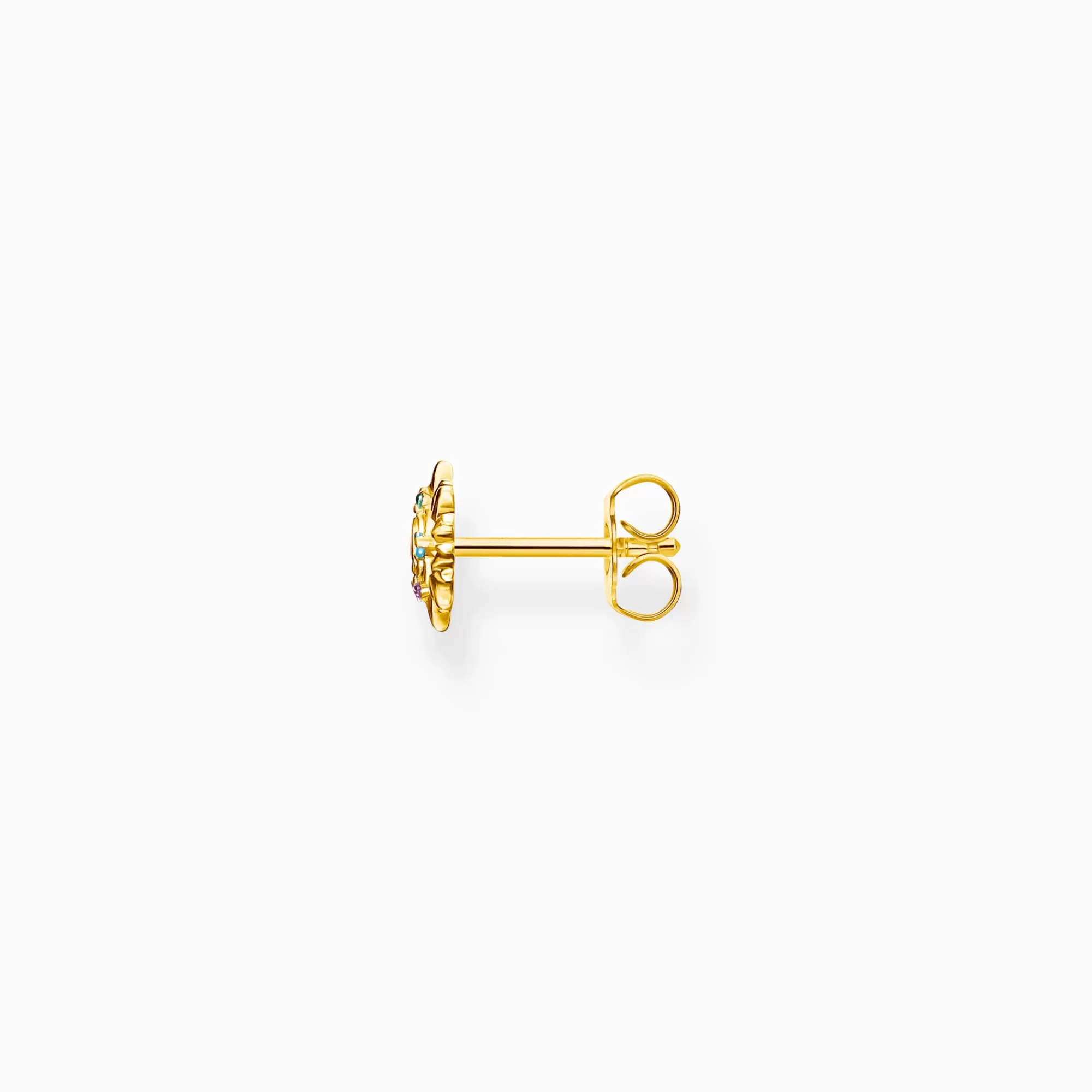 Hot THOMAS SABO Clou d’oreille individuel soleil orné de gemmes multicolores doré