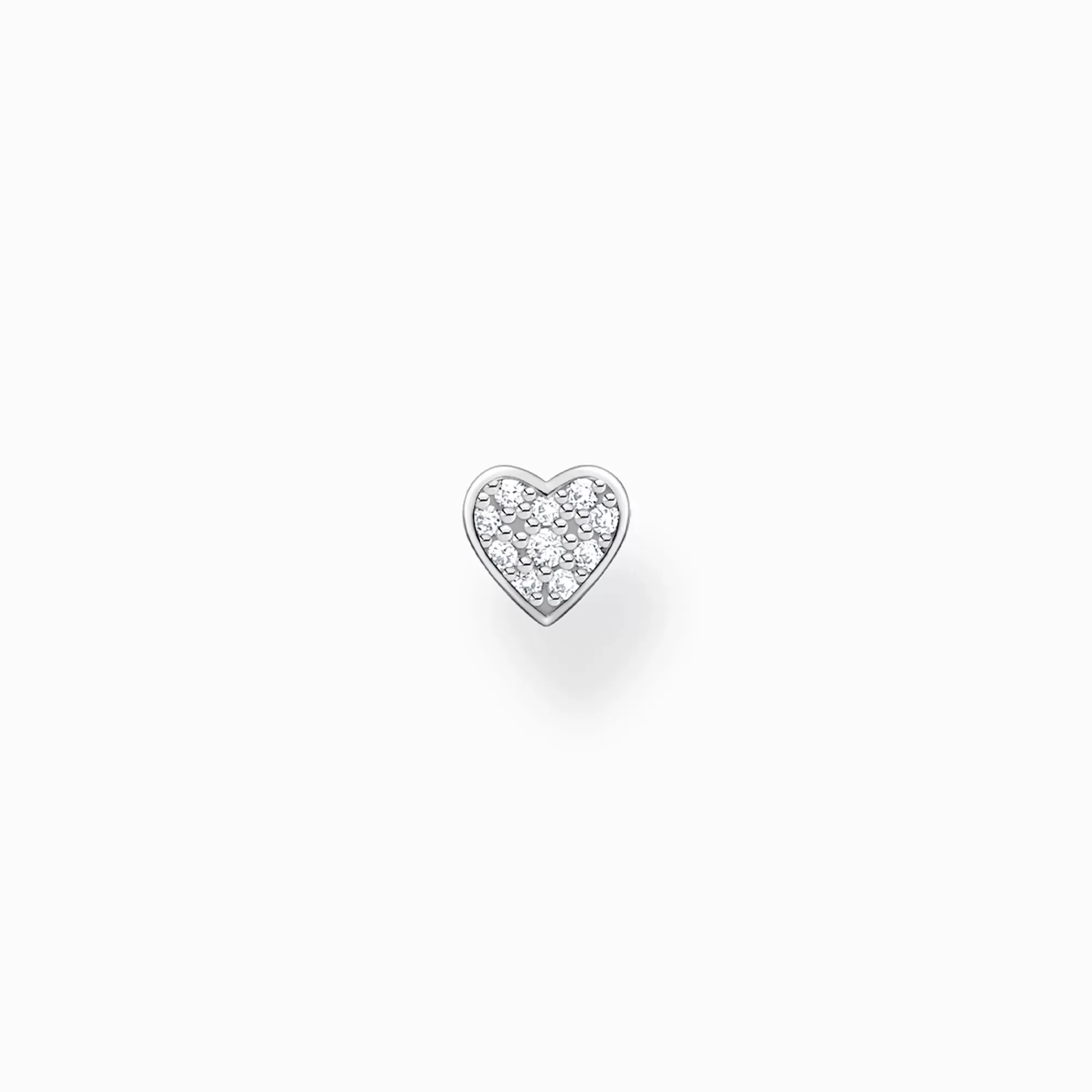 Fashion THOMAS SABO Clou d'oreille unique cœur avec pavé argent
