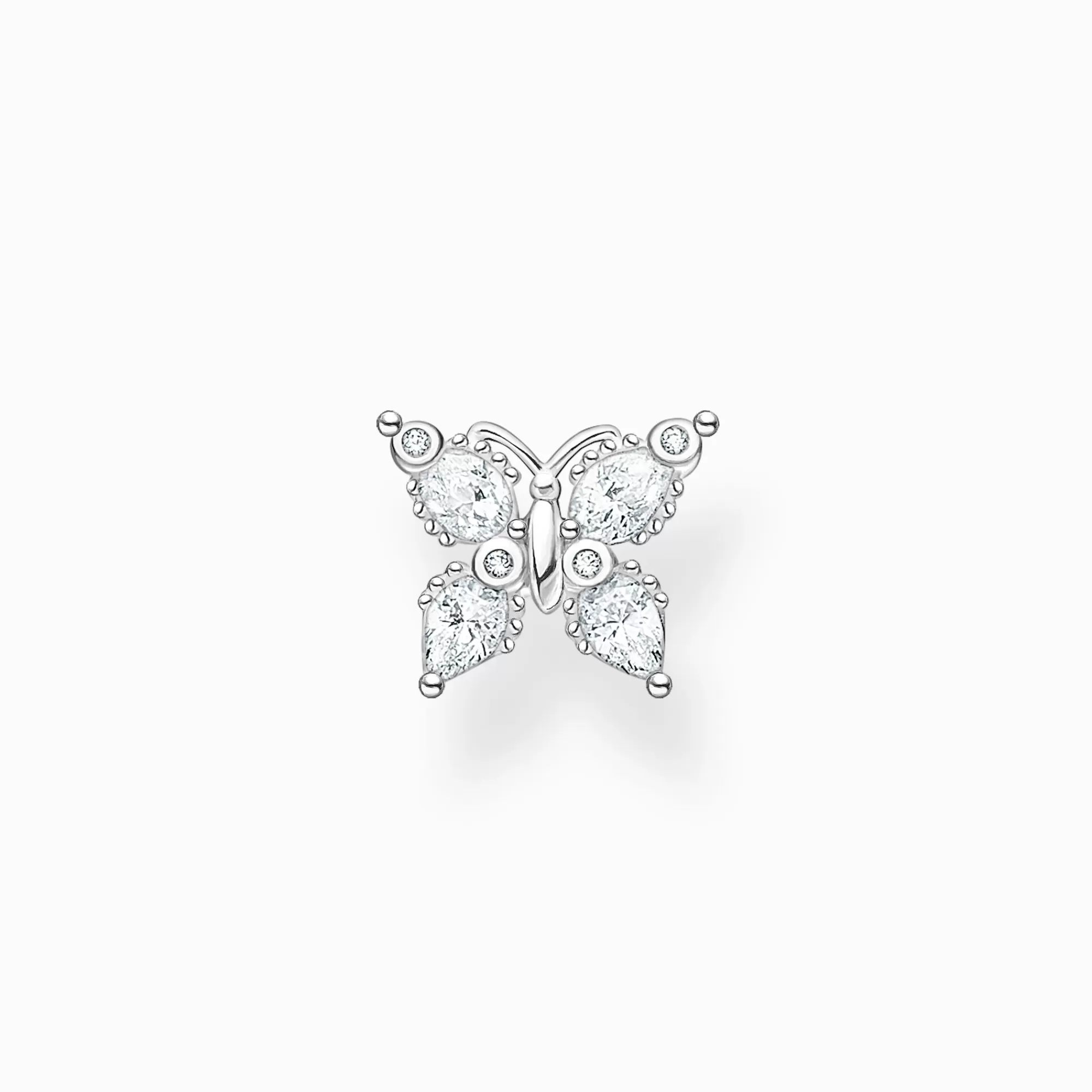 Hot THOMAS SABO Clou d'oreille unique papillon pierres blanches