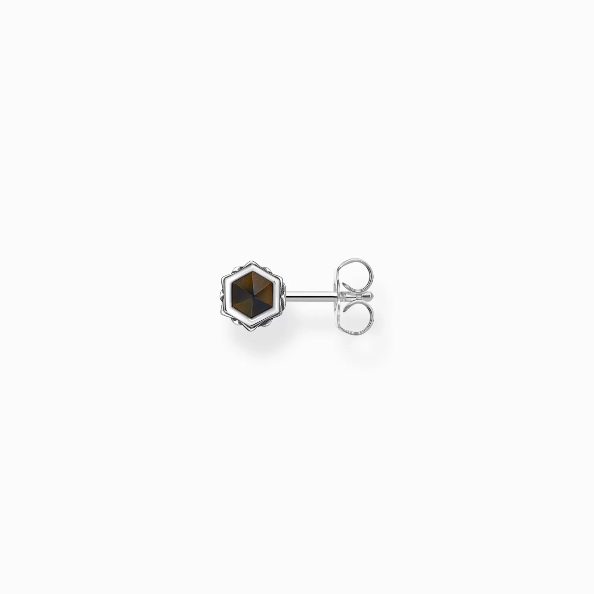 Flash Sale THOMAS SABO Clous d’oreilles individuels sertis d’œil de tigre bleu et or, argent noirci