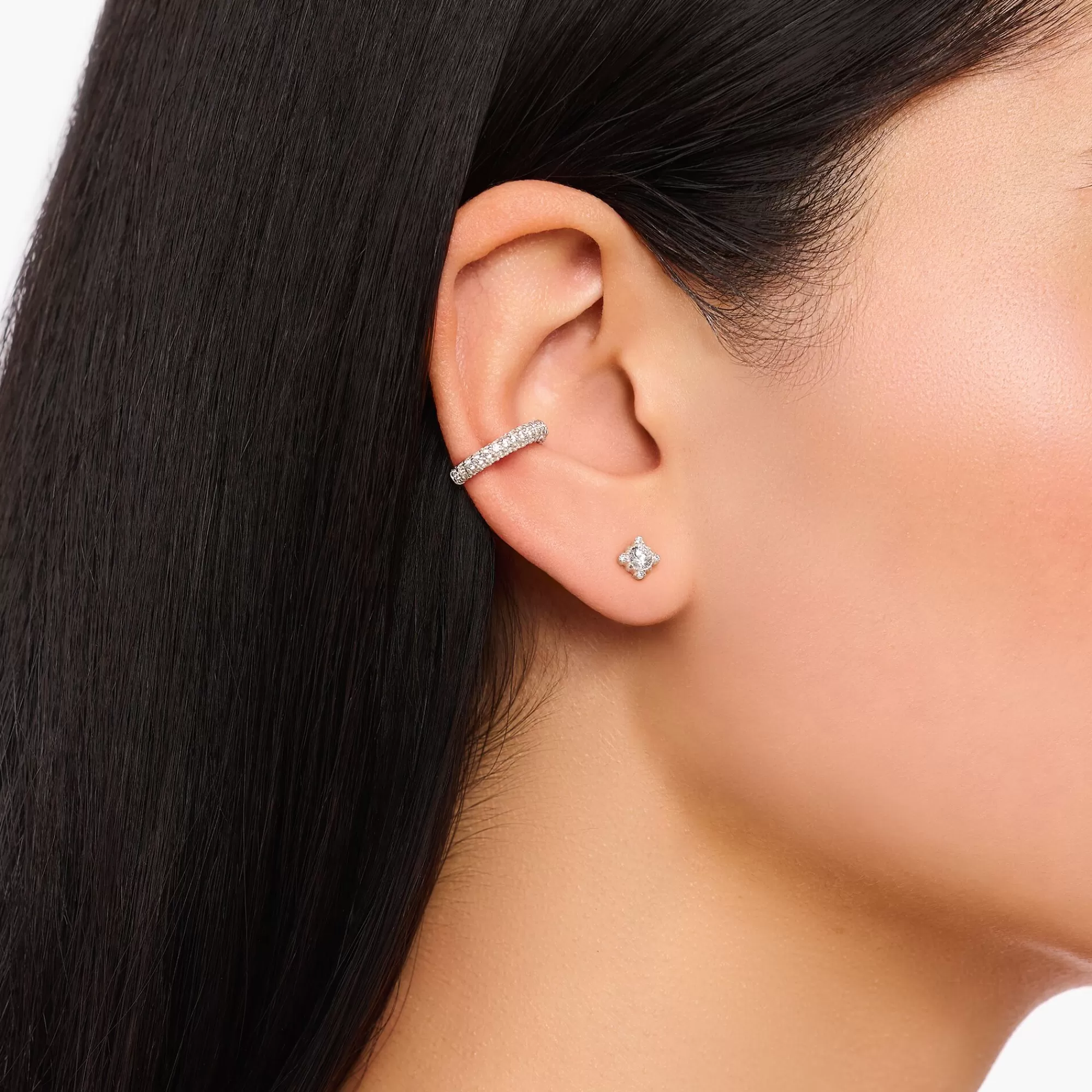New THOMAS SABO Clous d'oreilles vintage en argent avec pierre blanche