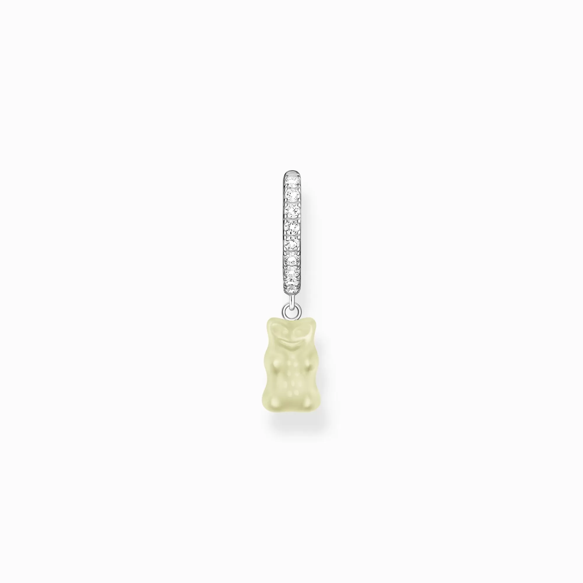 Hot THOMAS SABO Créole individuelle à breloque Ours d’or blanc et pierres, argent