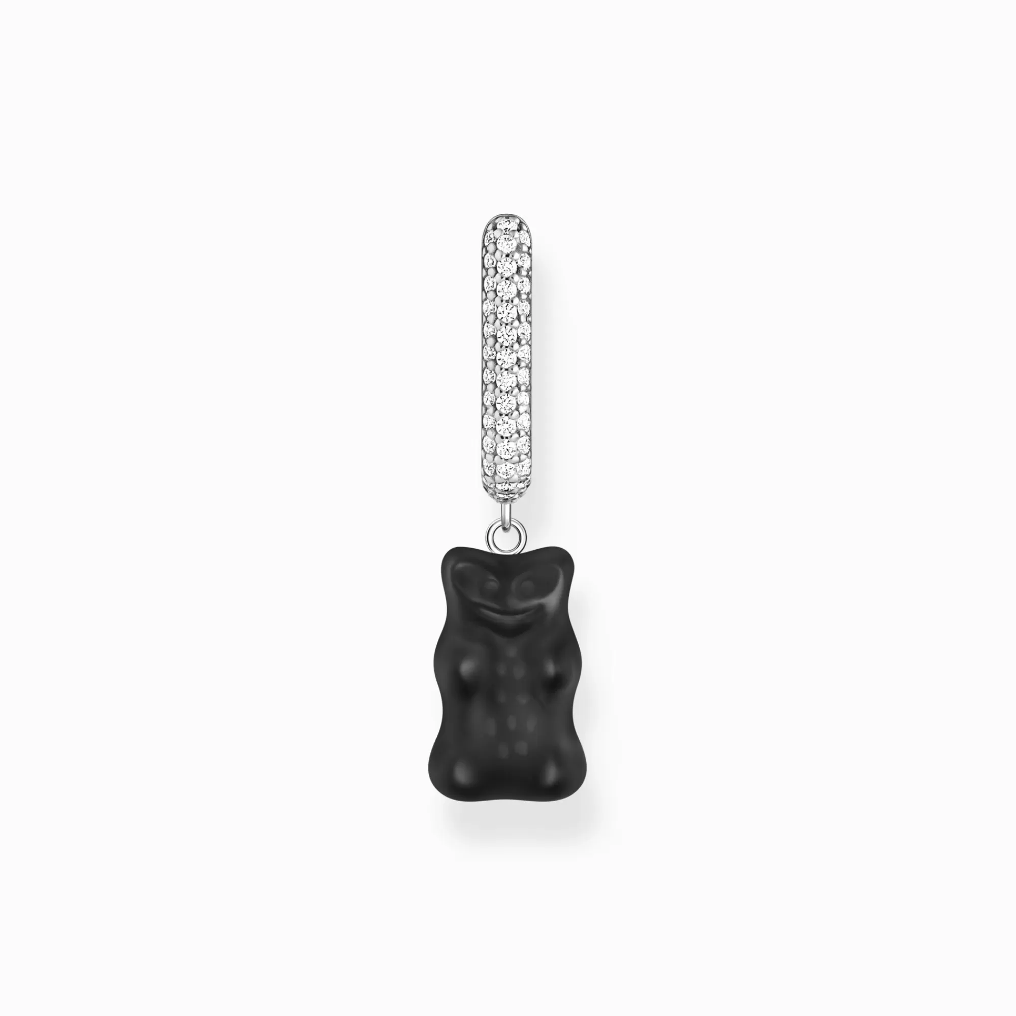 New THOMAS SABO Créole individuelle à breloque Ours d’Or noir en version moyenne et pierres, argent
