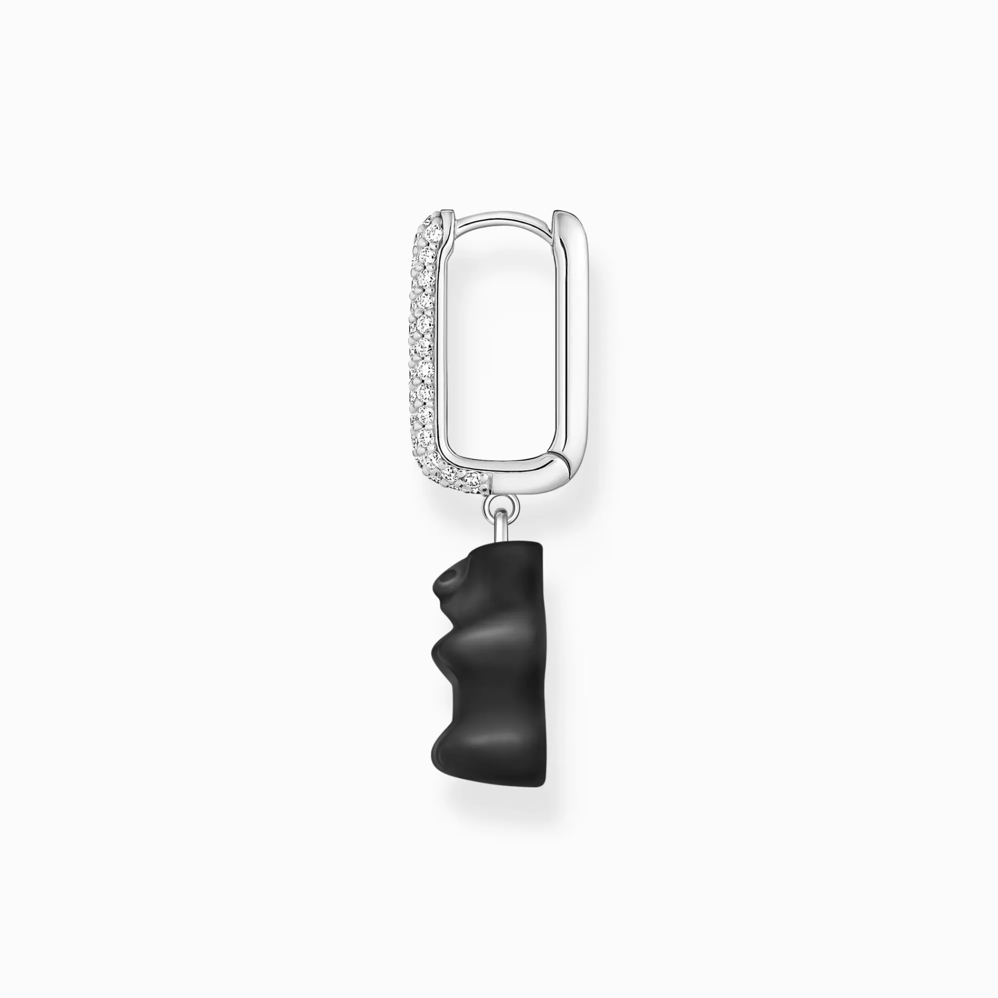 New THOMAS SABO Créole individuelle à breloque Ours d’Or noir en version moyenne et pierres, argent