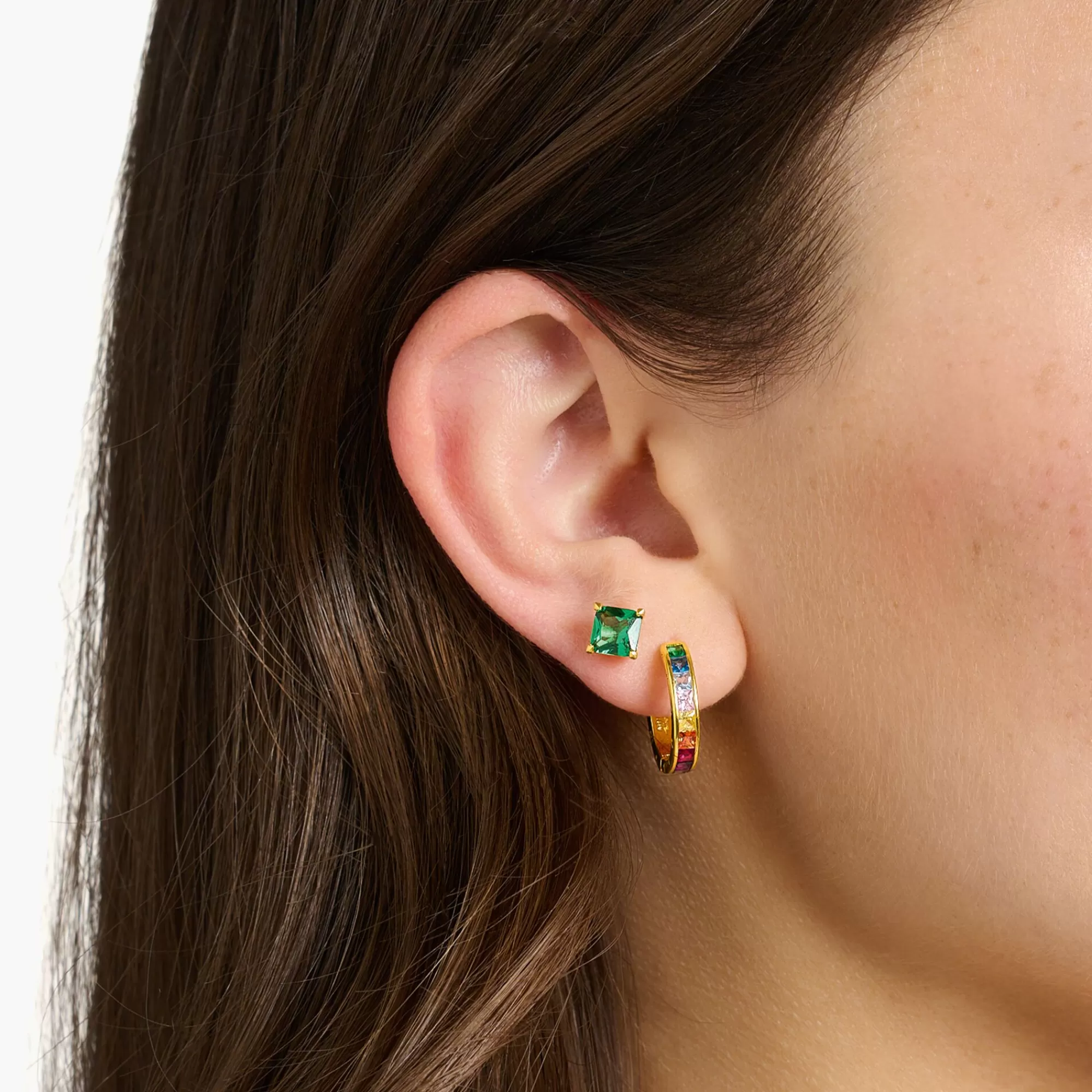 Flash Sale THOMAS SABO Créoles avec pierres multicolore pavé plaqué or