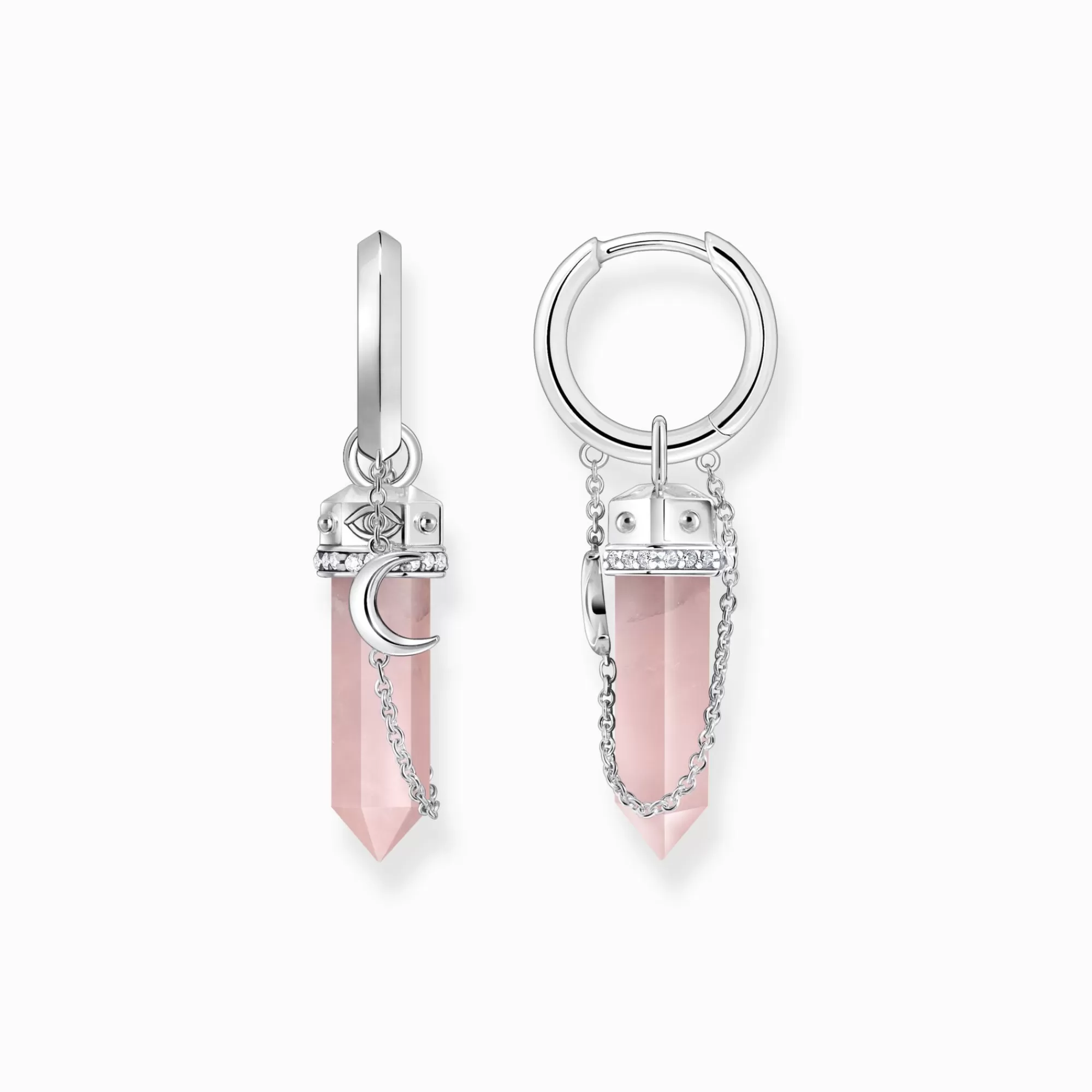 New THOMAS SABO Créoles en argent avec pendentif en cristal rose et symboles