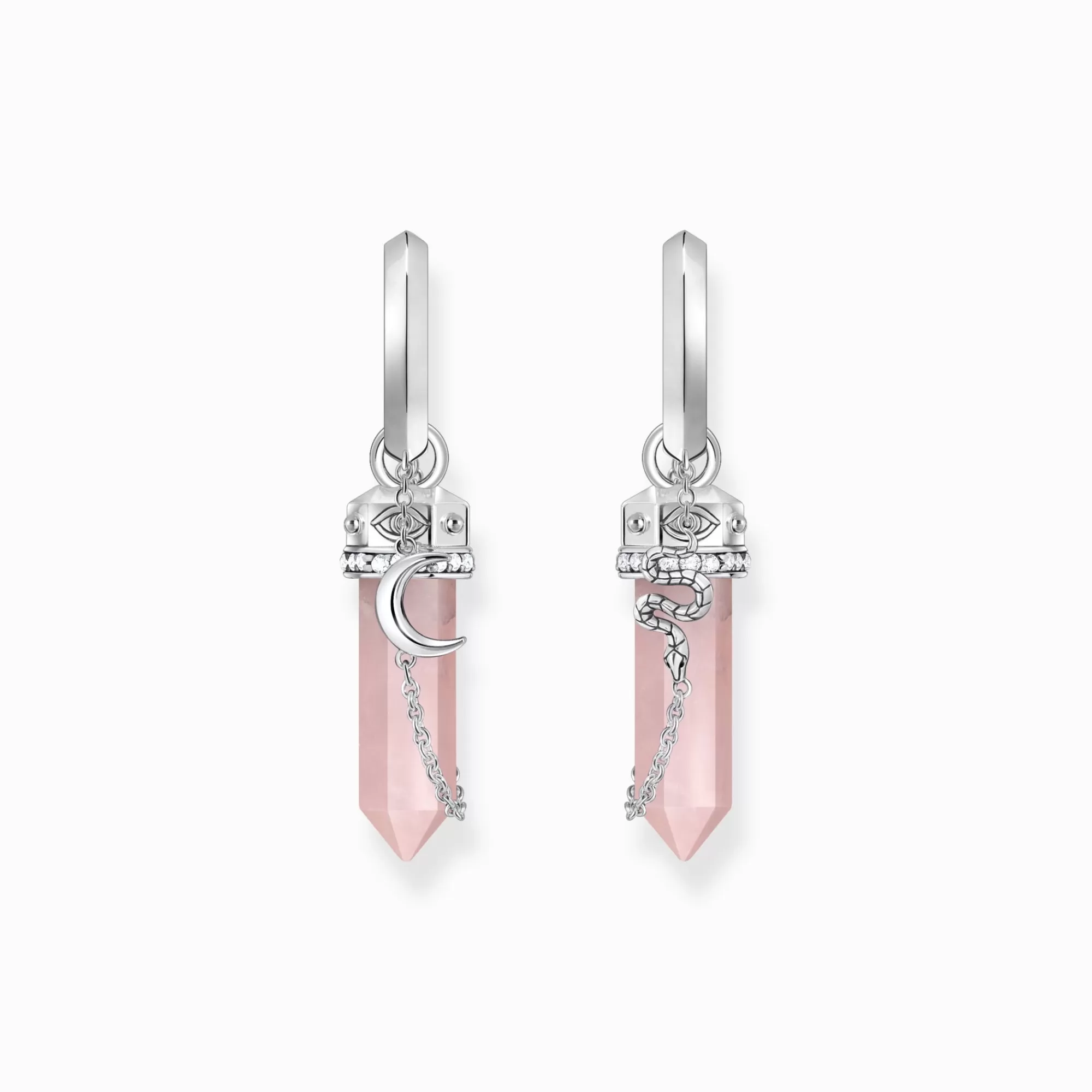 New THOMAS SABO Créoles en argent avec pendentif en cristal rose et symboles