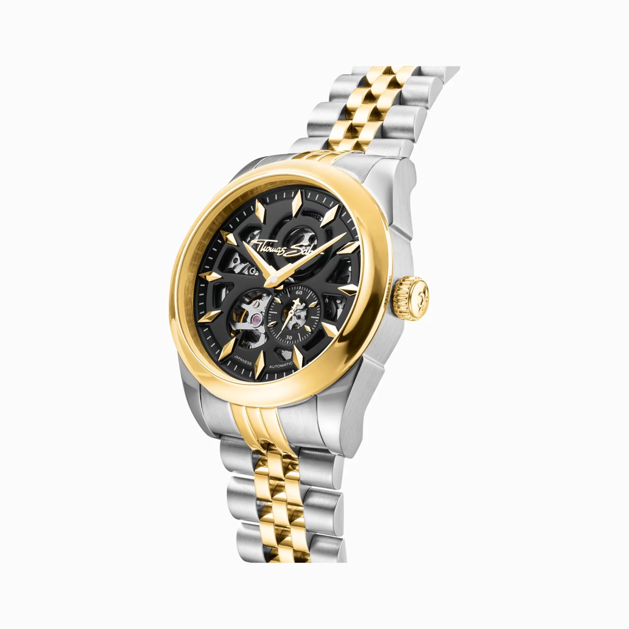 Fashion THOMAS SABO Montre automatique bicolore avec 41 mm et cadran noir