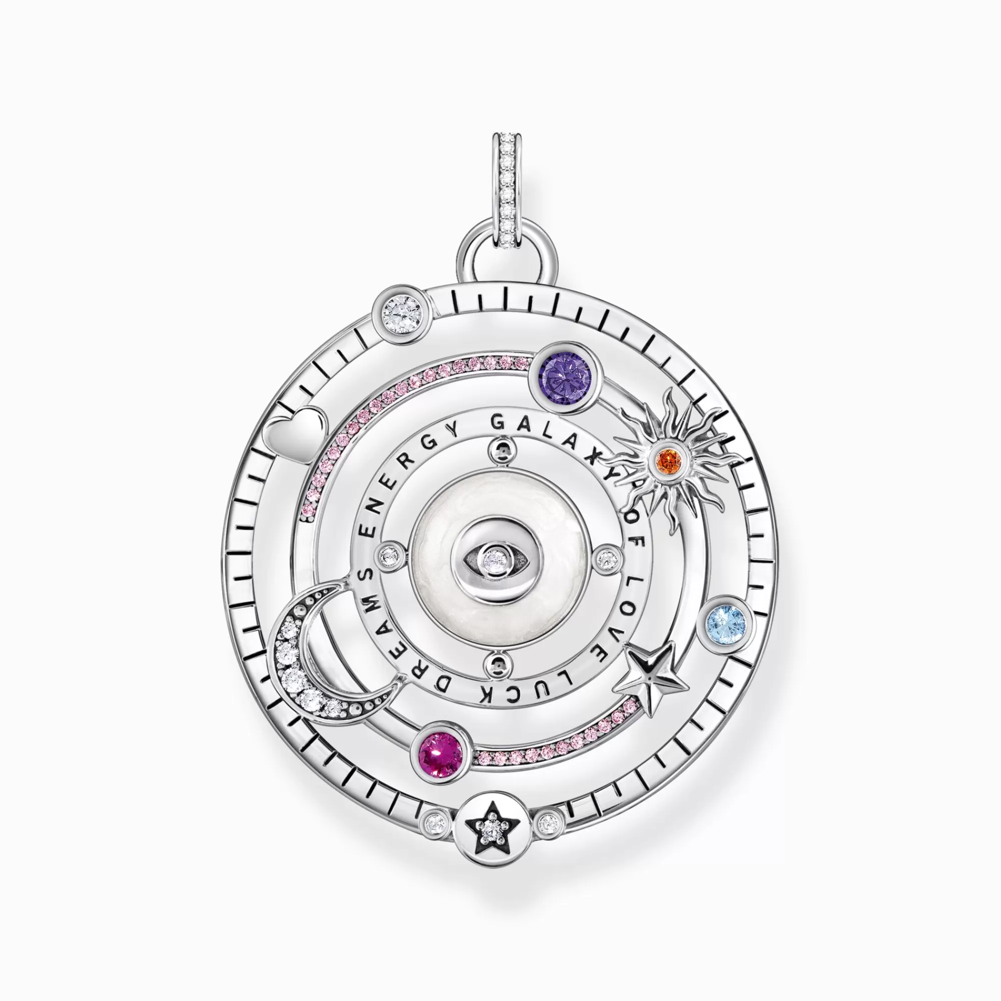 Hot THOMAS SABO Pendentif demi-sphère avec œil pierres multicolores argent noirci