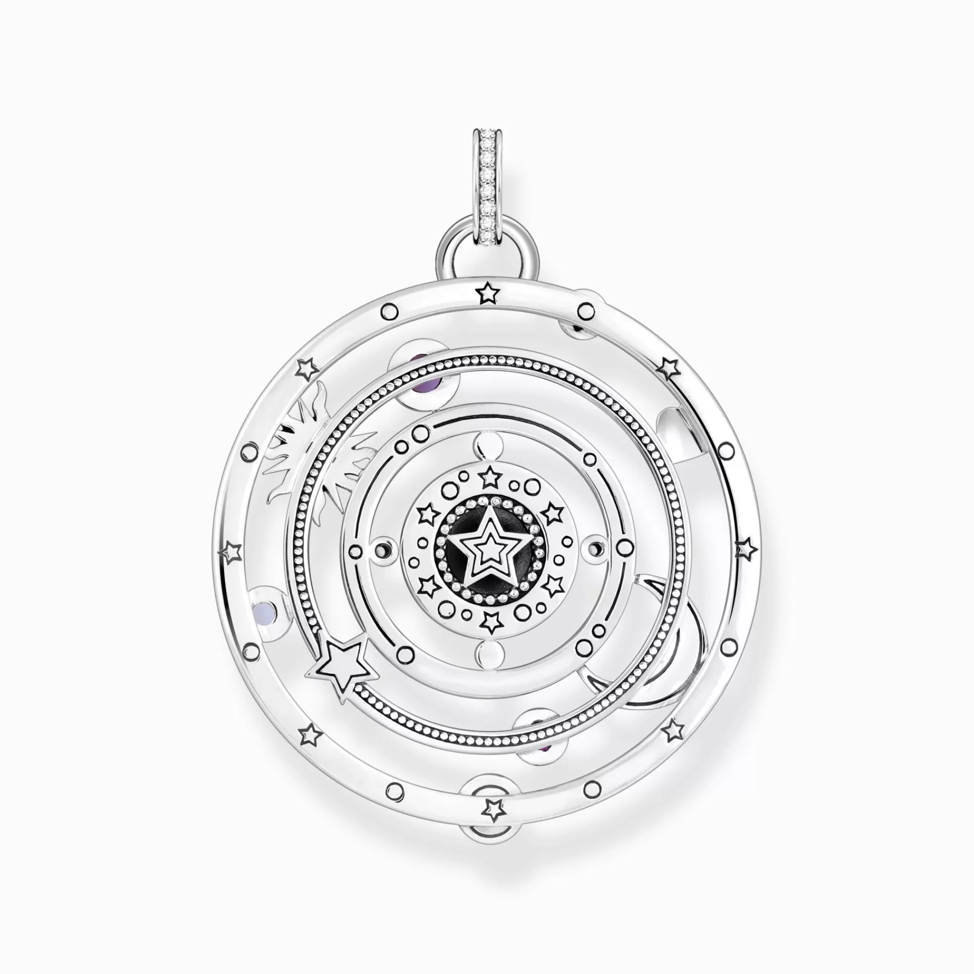 Hot THOMAS SABO Pendentif demi-sphère avec œil pierres multicolores argent noirci