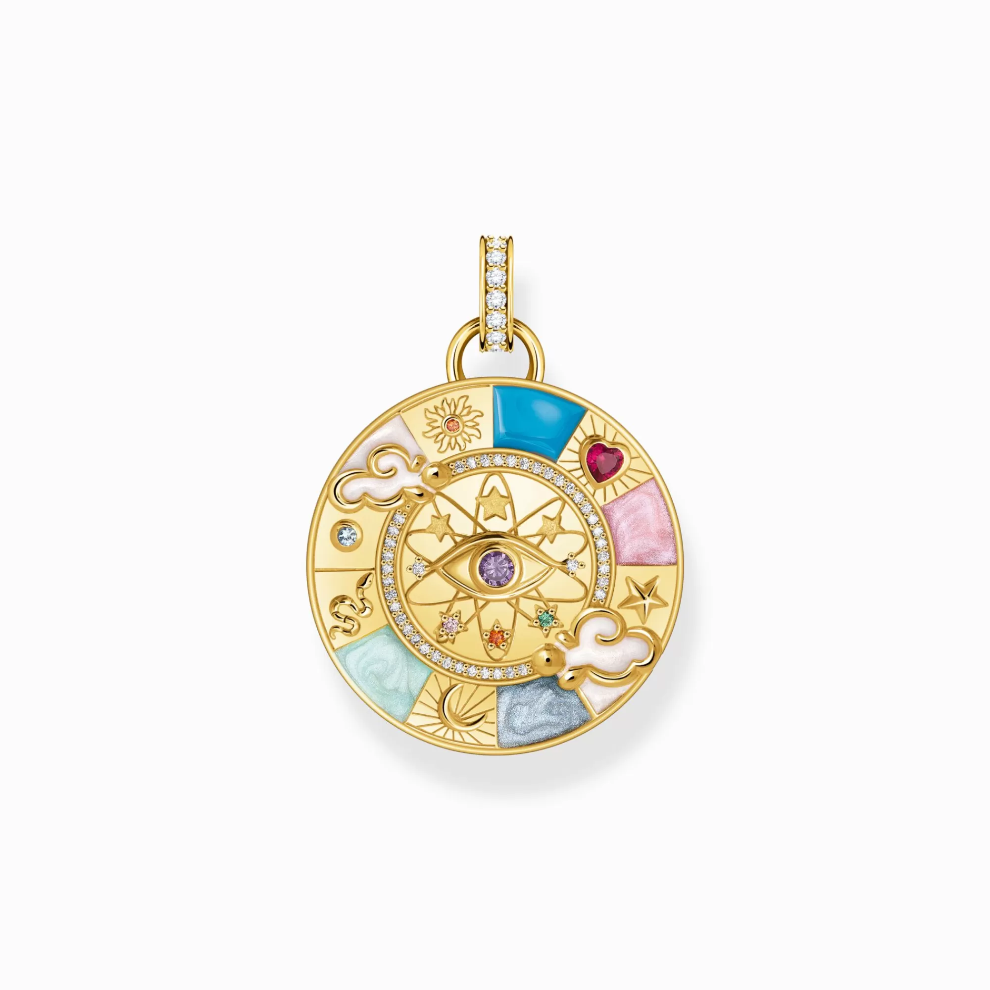 Fashion THOMAS SABO Pendentif doré Roue de la fortune avec symboles cosmiques