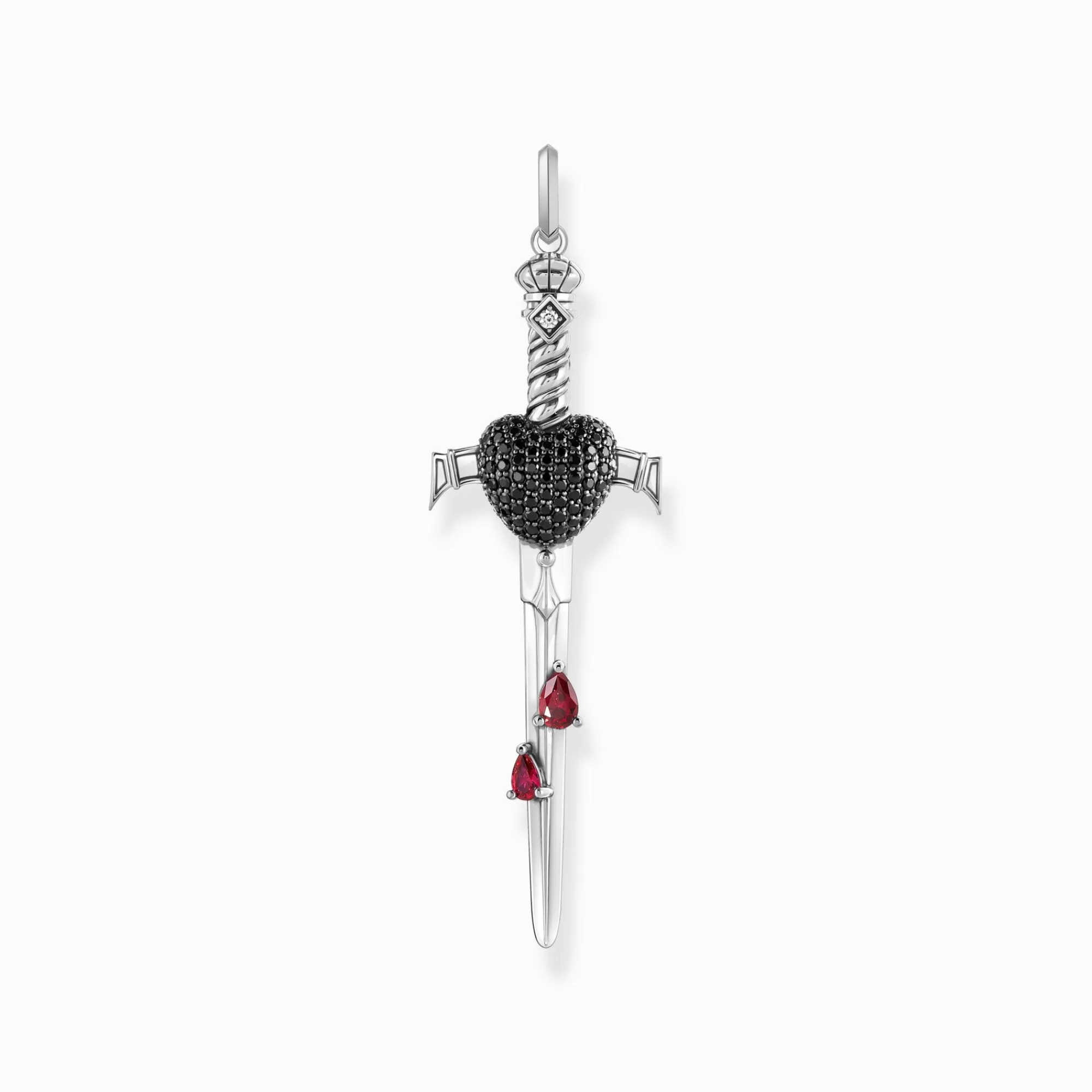 Hot THOMAS SABO Pendentif épée en argent noirci avec pierres noires et rouges