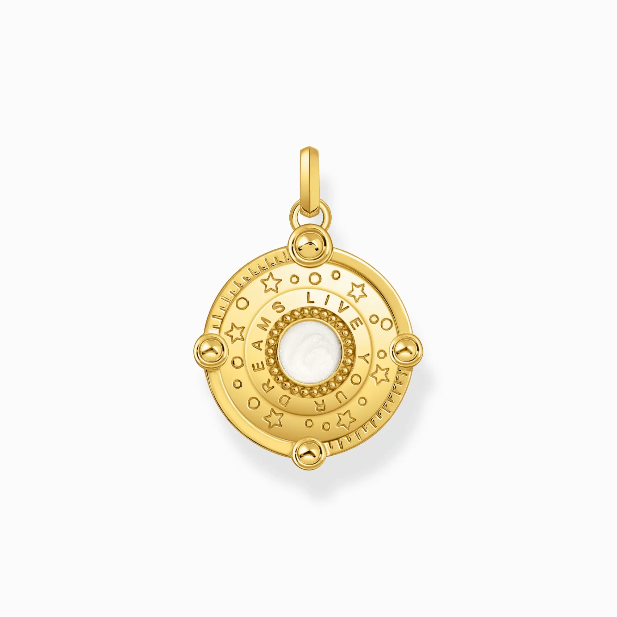 Hot THOMAS SABO Petit pendentif avec croissant de lune et pierres multicolores plaqué or