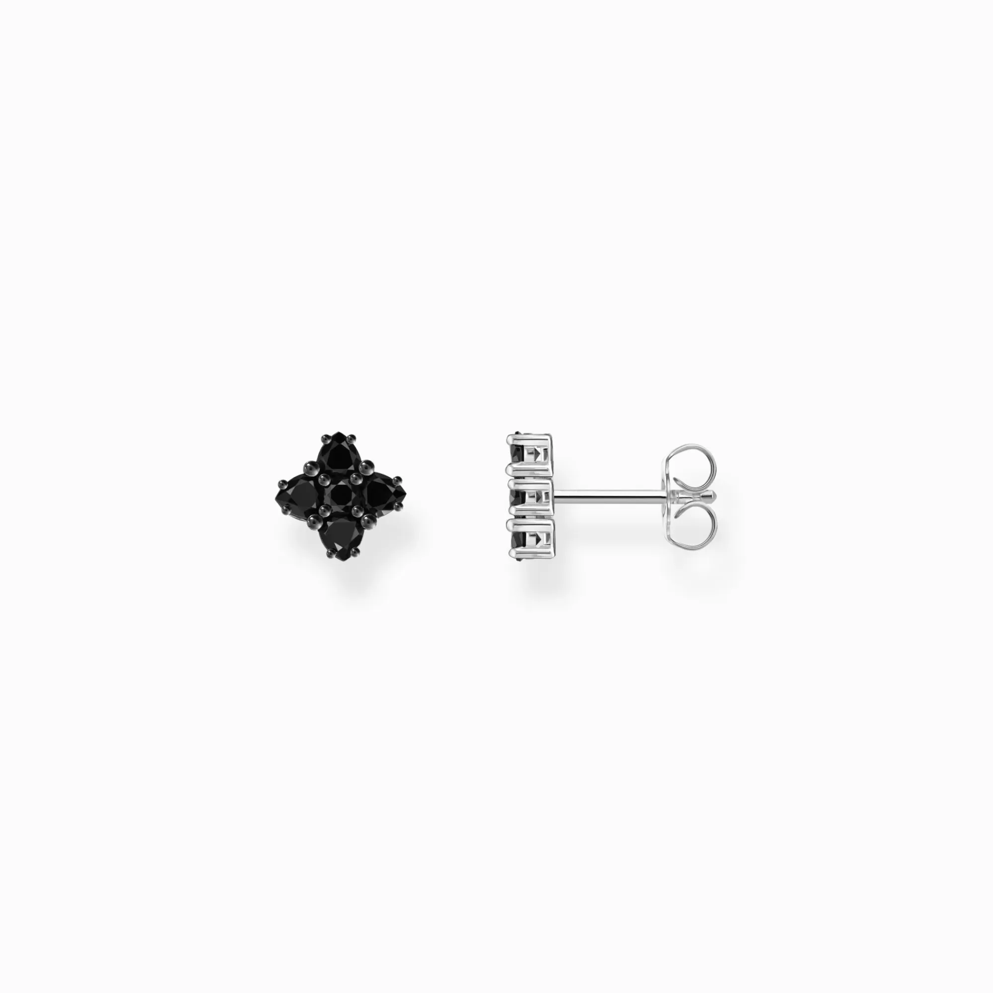Fashion THOMAS SABO Petits clous d'oreilles en argent noirci avec zircon noir