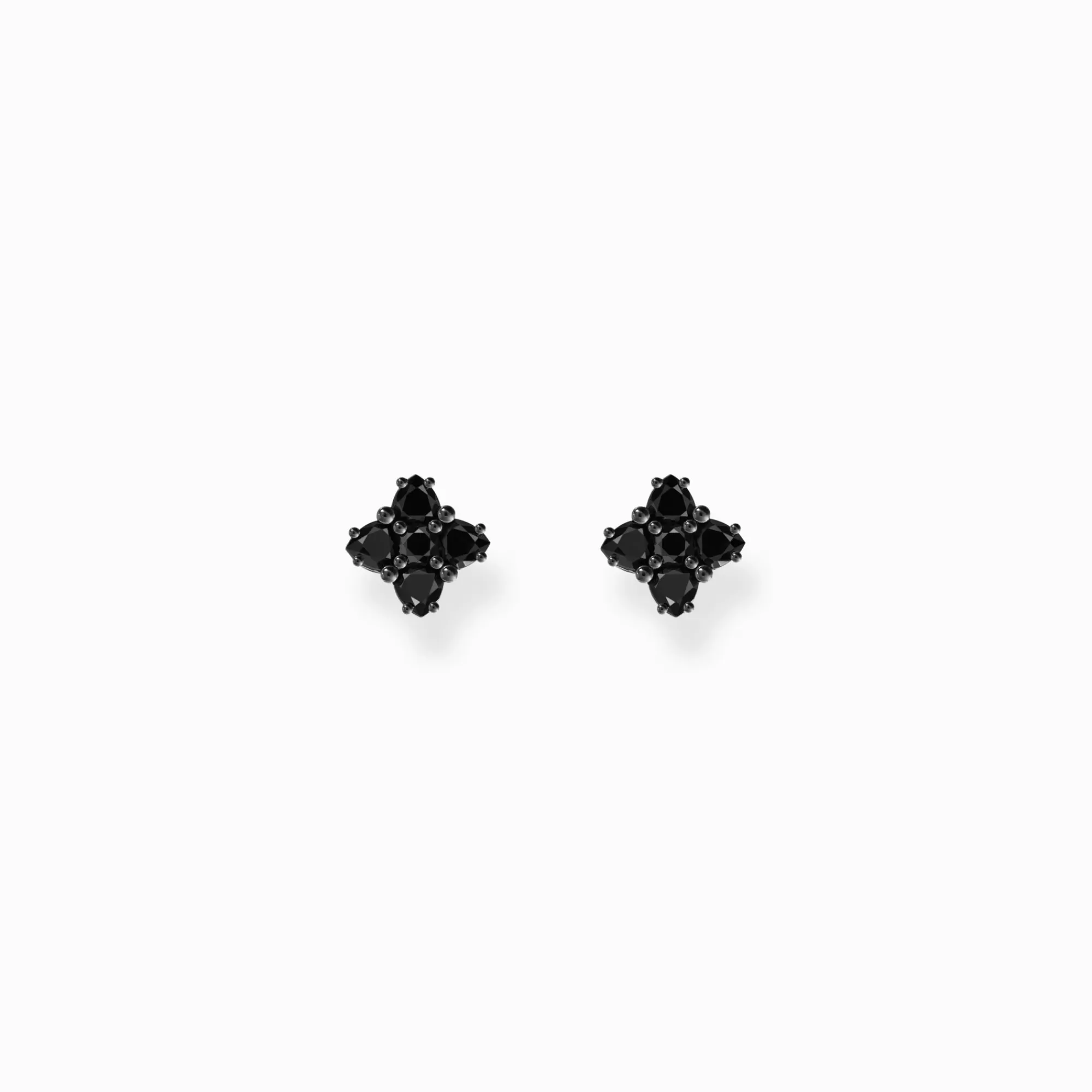 Fashion THOMAS SABO Petits clous d'oreilles en argent noirci avec zircon noir