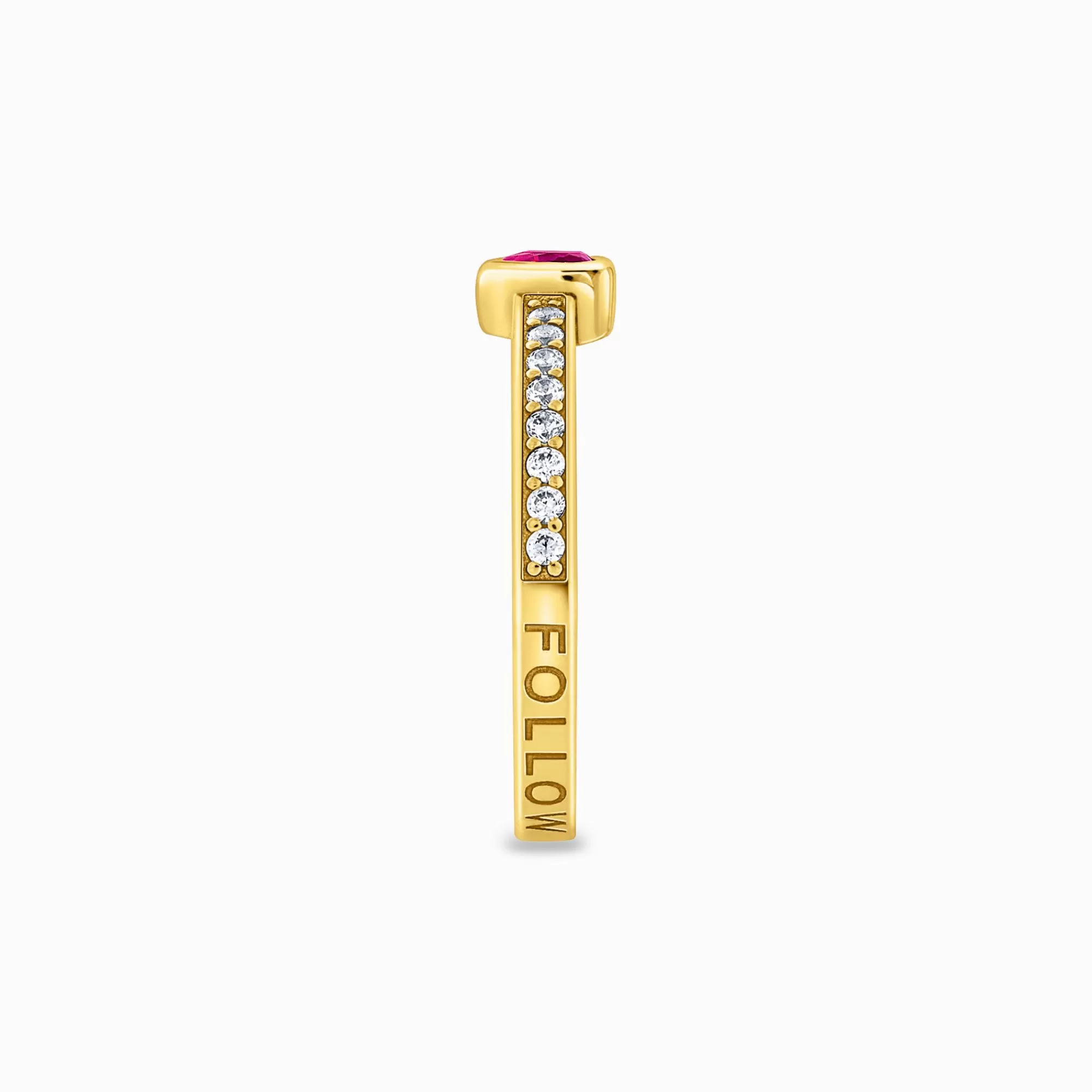Fashion THOMAS SABO Solitaire en argent avec pierre rouge taillée en cœur